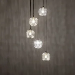 Lampa Wisząca ELENA Czarny Szklany Klosze 5xG9