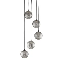 Lampa Wisząca ELENA Czarny Szklany Klosze 5xG9
