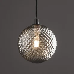 Lampa Wisząca ELENA Czarny Szklany Klosz 1xG9