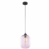 Lampa wisząca ELIO czarna klosz różowy 1xE27