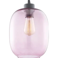 Lampa wisząca ELIO czarna klosz różowy 1xE27