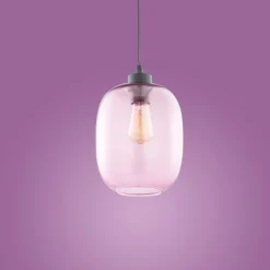 Lampa wisząca ELIO czarna klosz różowy 1xE27
