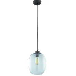 Lampa Wisząca ELIO Czarny Niebieski Szklany Klosz 1xE27