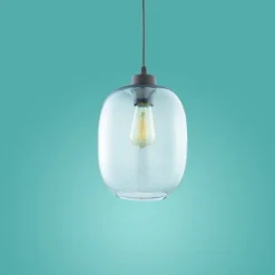 Lampa Wisząca ELIO Czarny Niebieski Szklany Klosz 1xE27