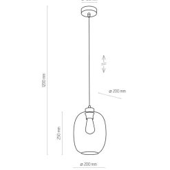 Lampa Wisząca ELIO Czarny Niebieski Szklany Klosz 1xE27