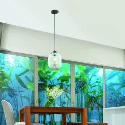 Lampa Wisząca ELIO Czarny Niebieski Szklany Klosz 1xE27