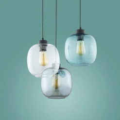 Lampa Wisząca ELIO Czarny Szklane Klosze 3xE27