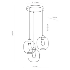 Lampa Wisząca ELIO Czarny Szklane Klosze 3xE27