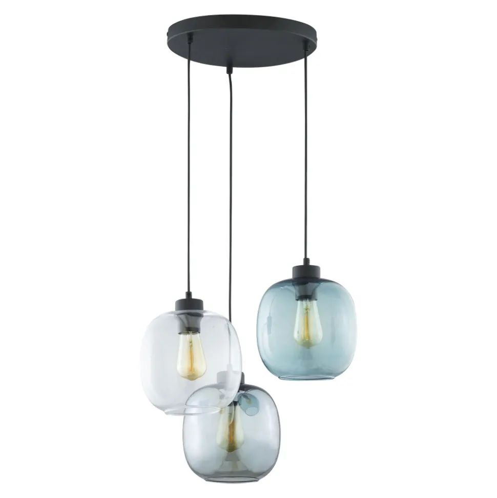 Lampa Wisząca ELIO Czarny Szklane Klosze 3xE27