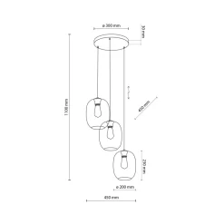 Lampa Wisząca ELIO Mix Szklane Klosze 3xE27 45cm