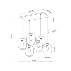 Lampa Wisząca ELIO Mix Szklane Klosze 6xE27 70cm