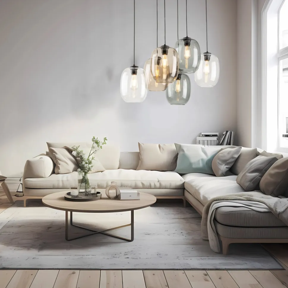 Lampa Wisząca ELIO Mix Szklane Klosze 6xE27 70cm