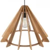 Lampa Wisząca ERIS Czarny Brązowy Drewniany Abażur 1xE27 50cm