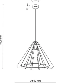 Lampa Wisząca ERIS Czarny Brązowy Drewniany Abażur 1xE27 50cm