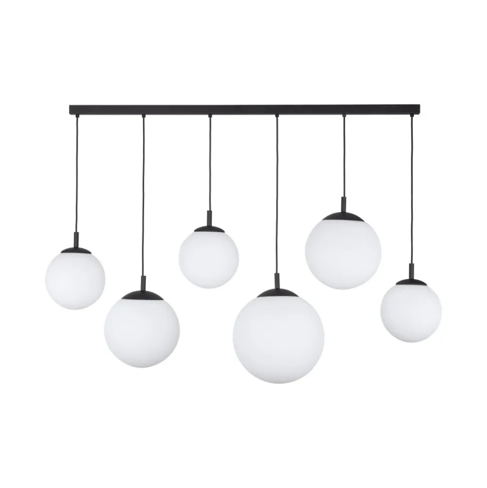 Lampa Wisząca ESME Biały Czarny Szklane Klosze 6xE27 130cm