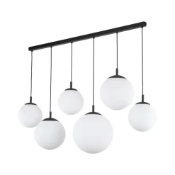 Lampa Wisząca ESME Biały Czarny Szklane Klosze 6xE27 130cm