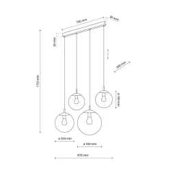 Lampa Wisząca ESME Mix Szklane Klosze 4xE27 87cm