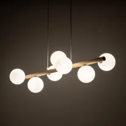 Lampa Wisząca ESTERA Brązowy Biały Szklane Klosze 7xG9