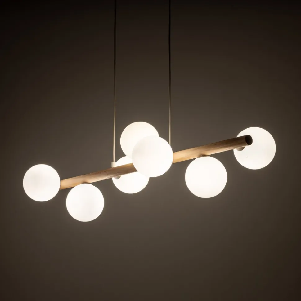 Lampa Wisząca ESTERA Brązowy Biały Szklane Klosze 7xG9