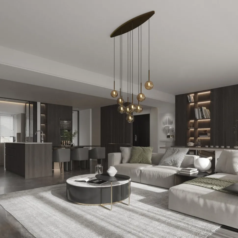 Lampa Wisząca ESTERA Brązowy Szklane Klosze 9xG9