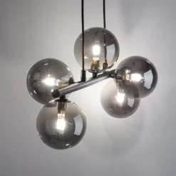 Lampa Wisząca ESTERA Czarny Grafitowy Szklane Klosze 5xG9