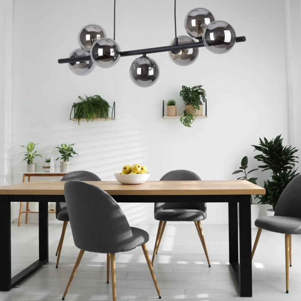 Lampa Wisząca ESTERA Czarny Grafitowy Szklane Klosze 7xG9