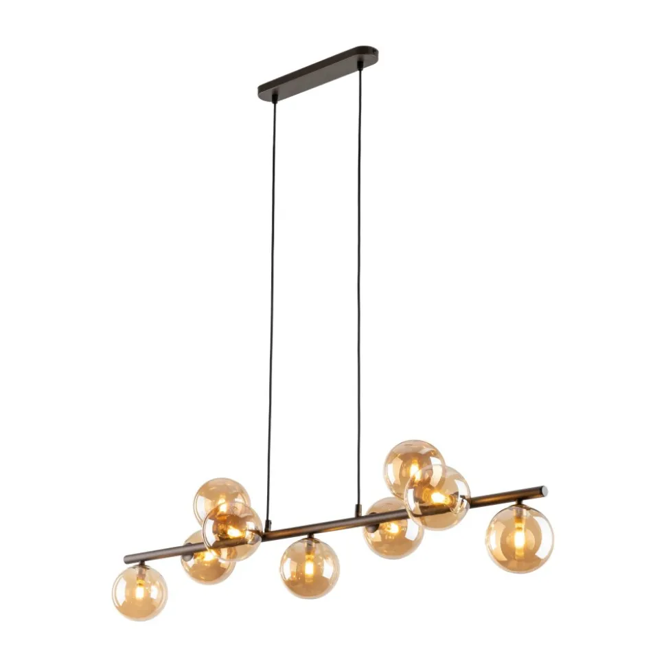 Lampa Wisząca ESTERA Czarny Brązowy Szklane Klosze 9xG9