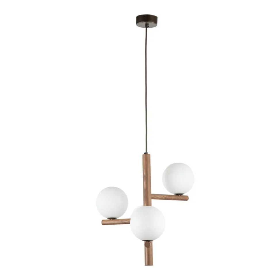 Lampa wisząca ESTERA WOOD orzech klosz biały 3xG9