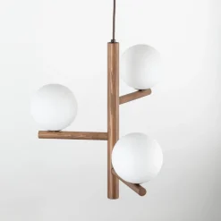 Lampa wisząca ESTERA WOOD orzech klosz biały 3xG9