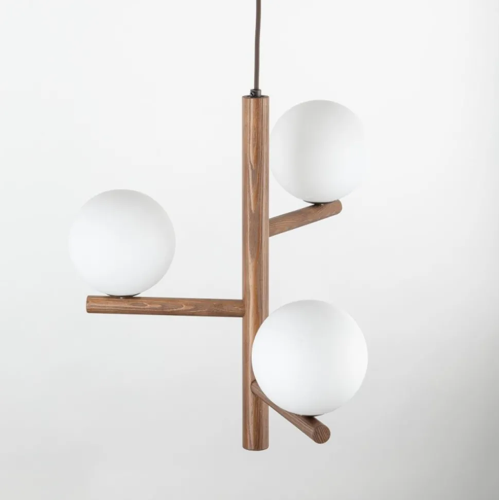 Lampa wisząca ESTERA WOOD orzech klosz biały 3xG9