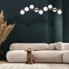 Lampa wisząca ESTERA WOOD orzech klosz biały 9xG9