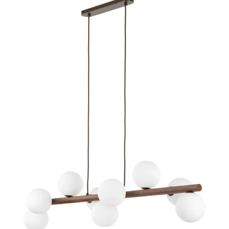 Lampa wisząca ESTERA WOOD orzech klosz biały 9xG9