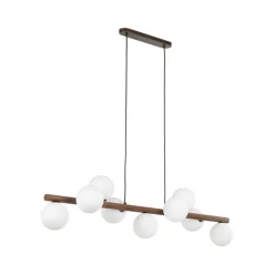 Lampa wisząca ESTERA WOOD orzech klosz biały 9xG9