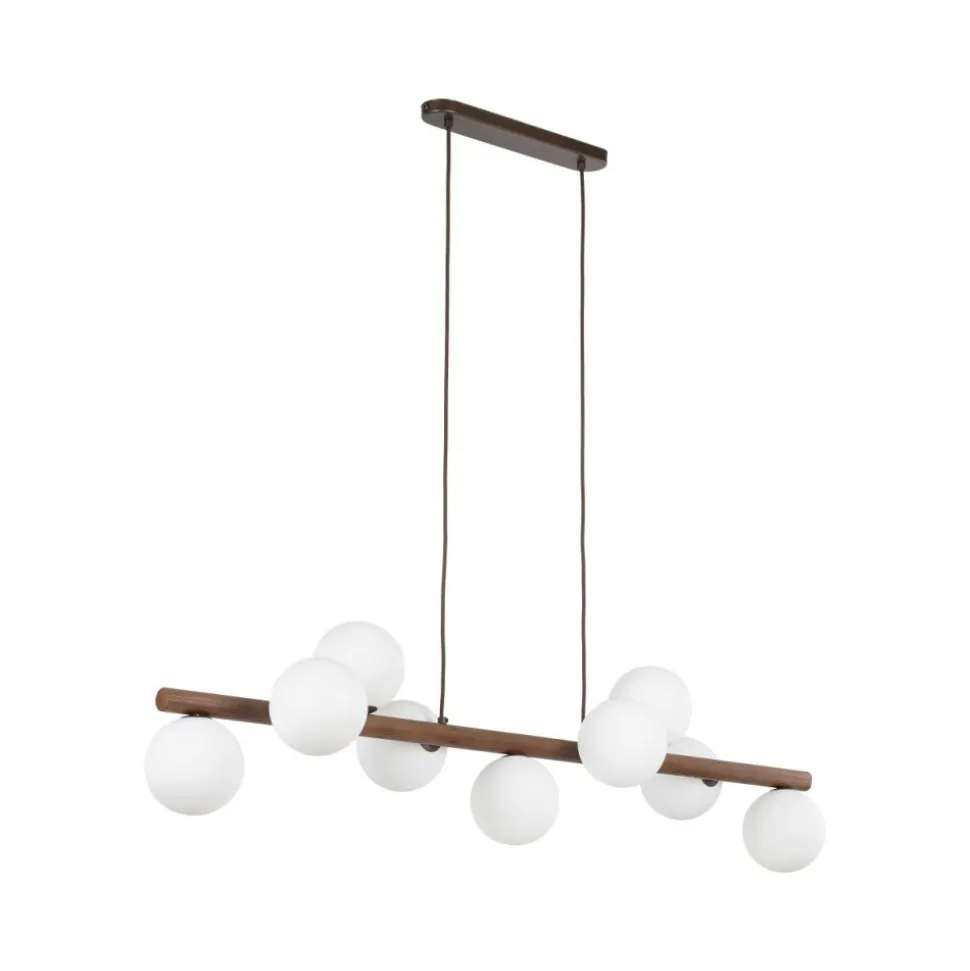 Lampa wisząca ESTERA WOOD orzech klosz biały 9xG9