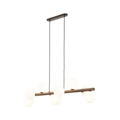 Lampa wisząca ESTERA WOOD orzech klosz biały 9xG9
