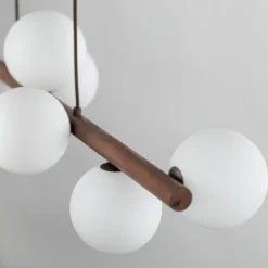 Lampa wisząca ESTERA WOOD orzech klosz biały 9xG9