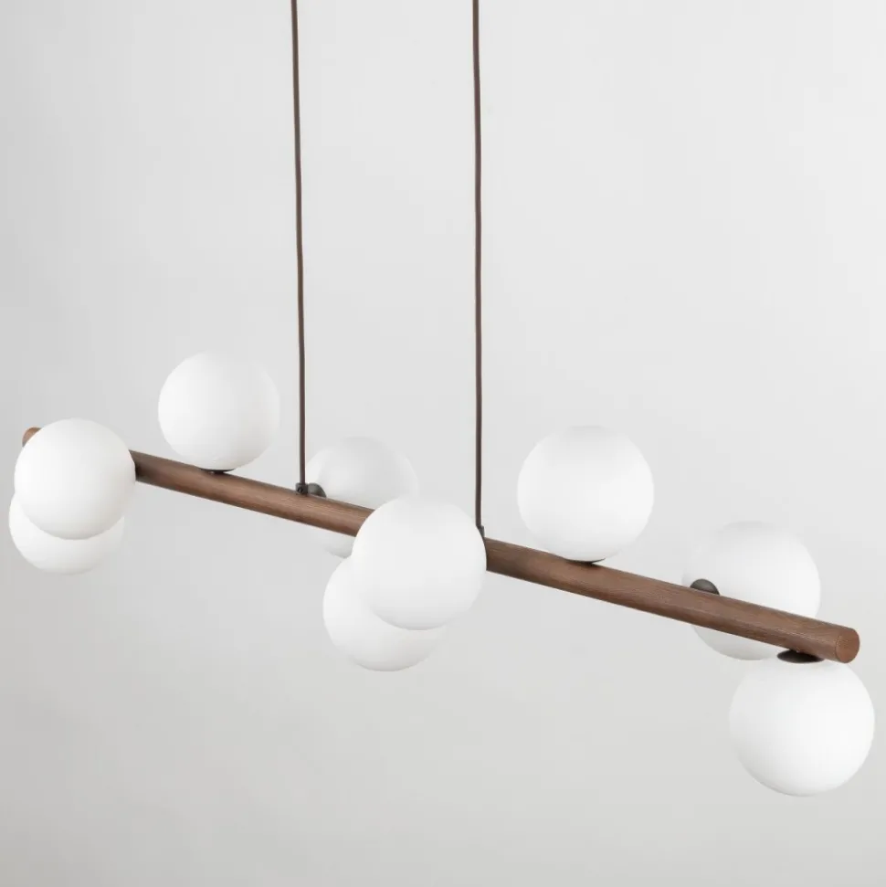 Lampa wisząca ESTERA WOOD orzech klosz biały 9xG9