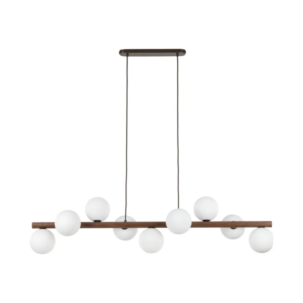 Lampa wisząca ESTERA WOOD orzech klosz biały 9xG9