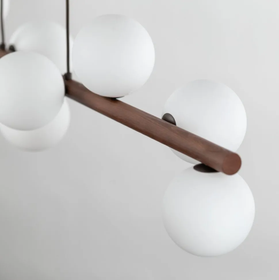 Lampa wisząca ESTERA WOOD orzech klosz biały 9xG9