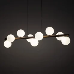 Lampa wisząca ESTERA WOOD orzech klosz biały 9xG9
