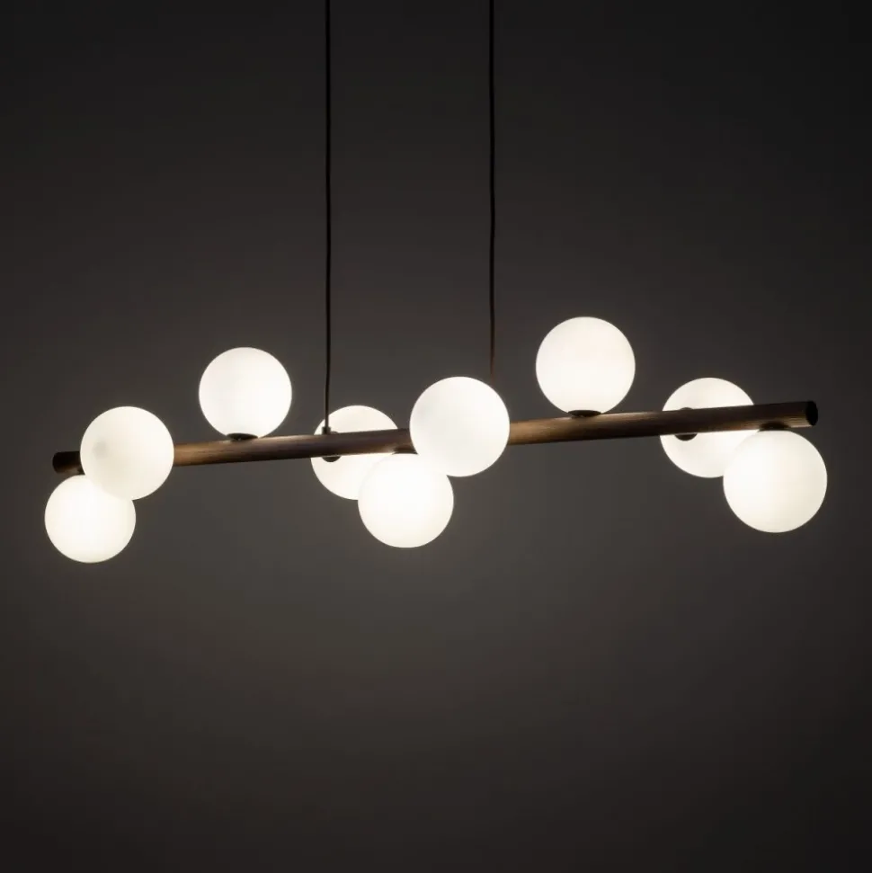 Lampa wisząca ESTERA WOOD orzech klosz biały 9xG9