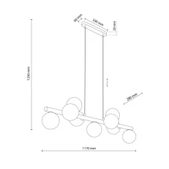 Lampa wisząca ESTERA WOOD orzech klosz biały 9xG9