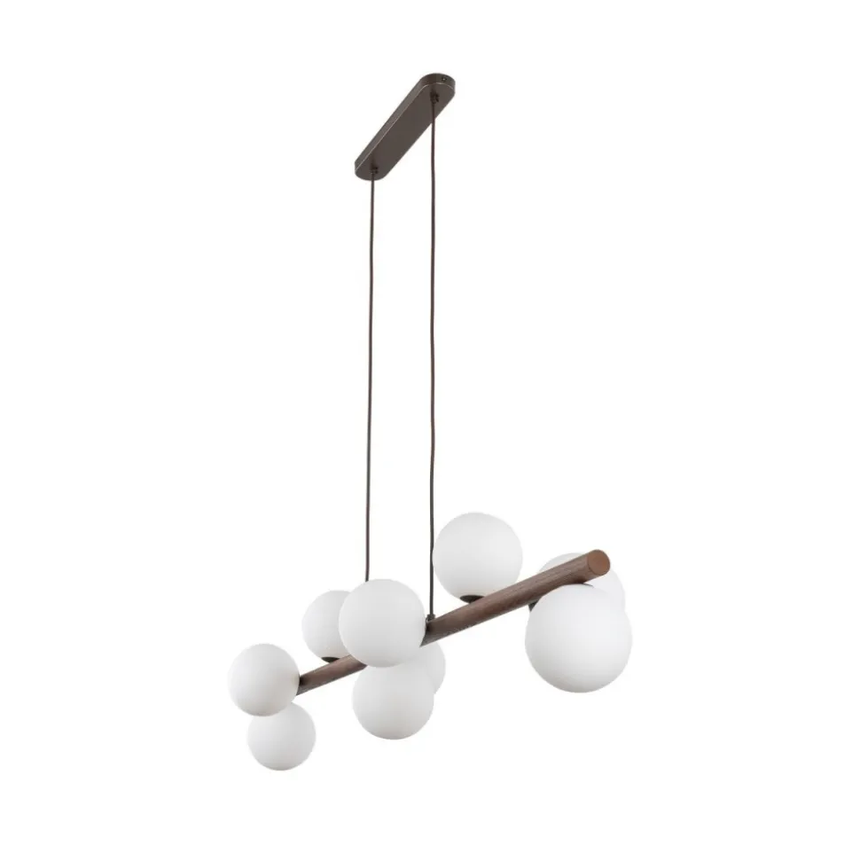 Lampa wisząca ESTERA WOOD orzech klosz biały 9xG9