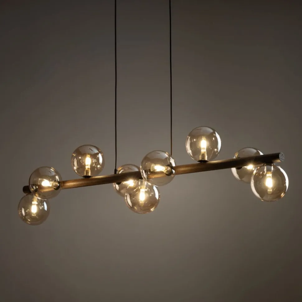 Lampa wisząca ESTERA WOOD brązowa orzech 9xG9