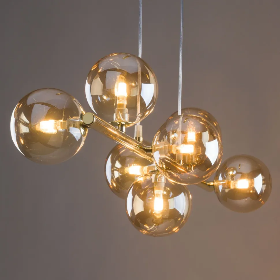 Lampa Wisząca ESTERA Złoty Szklane Klosze 7xG9