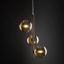Lampa Wisząca ESTERA Złoty Szklane Klosze 3xG9