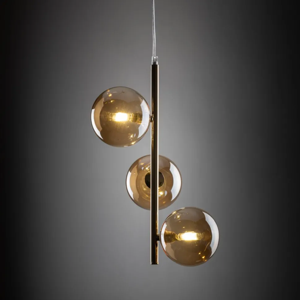 Lampa Wisząca ESTERA Złoty Szklane Klosze 3xG9