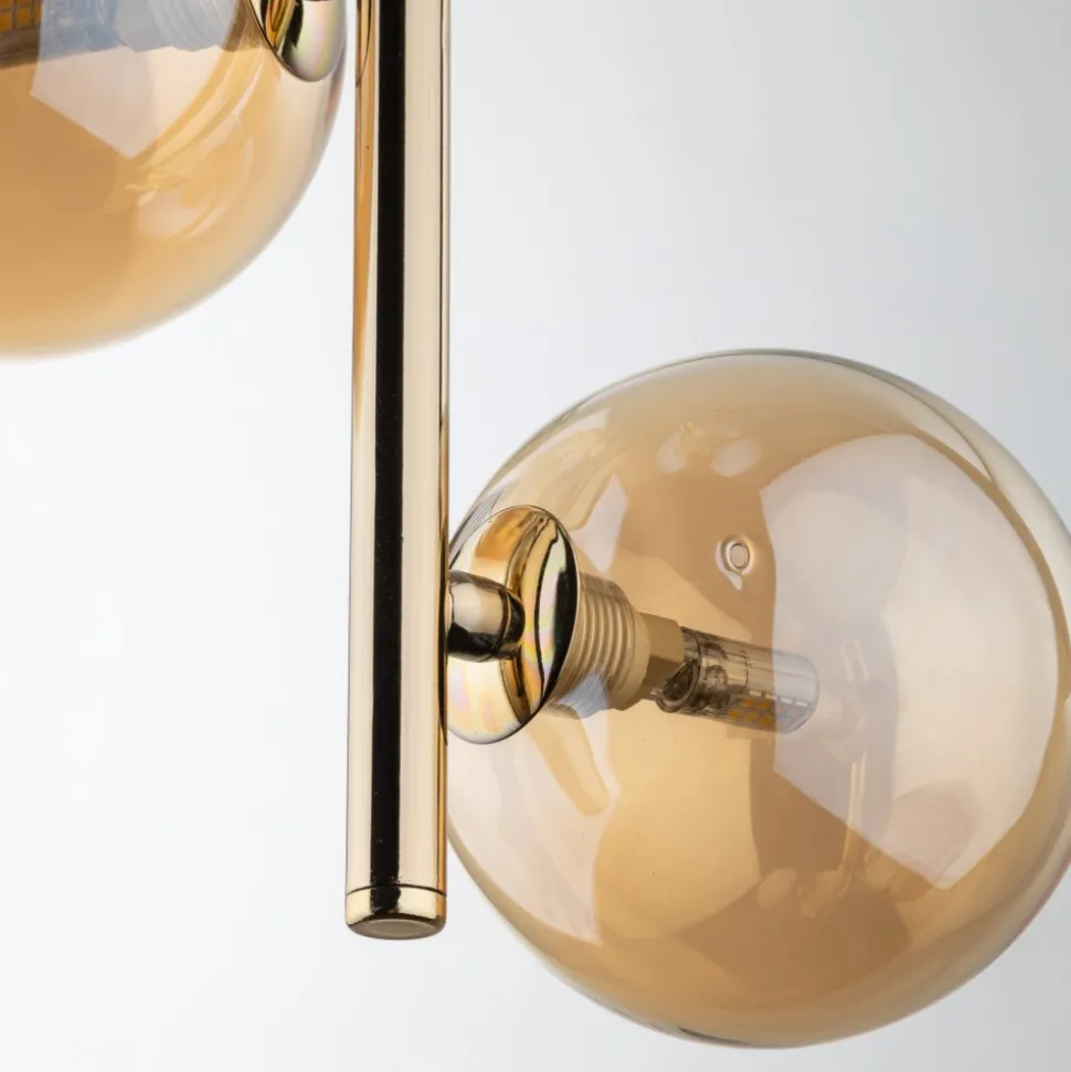 Lampa Wisząca ESTERA Złoty Szklane Klosze 3xG9