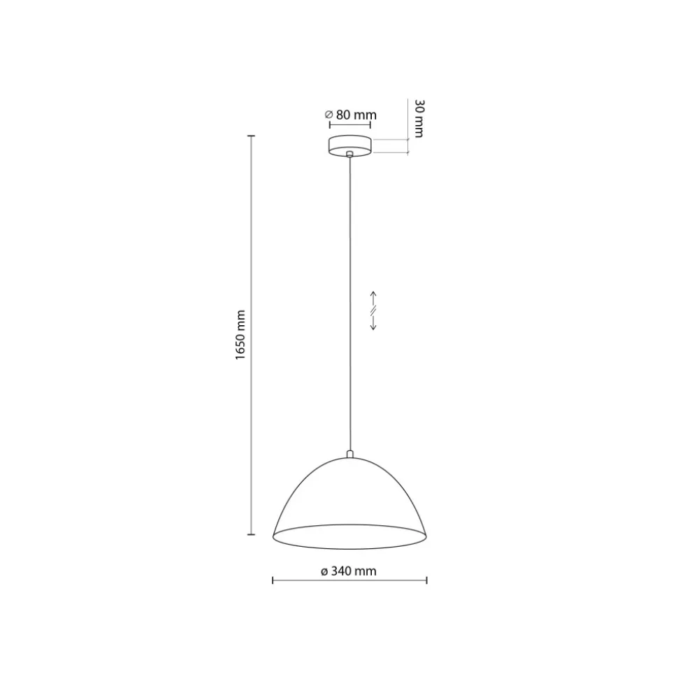 Lampa Wisząca FARO Czarny Metalowy Klosz 1xE27 34cm