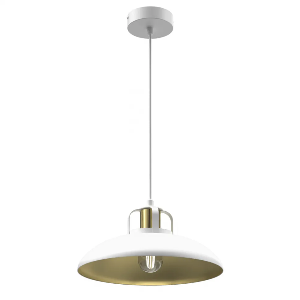 Lampa Wisząca FELIX Biały Złoty Metalowy Klosz 1xE27 29cm